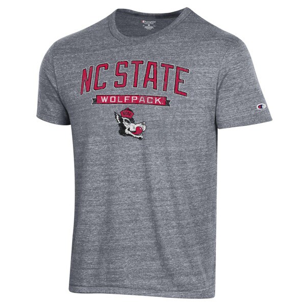 Grey Short Sleeve Tri-Blend Tee - NC State / Wolfpack / Vault Wolfhead ...